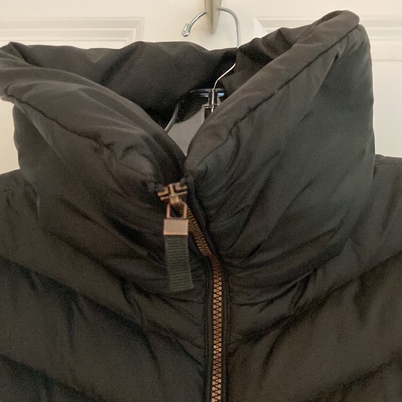 Black High Neck Collar Puffer Coat - Picture 2 of 7